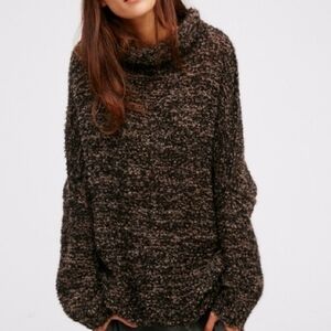 Free People  Cozy Black and Brown Women's Sweater